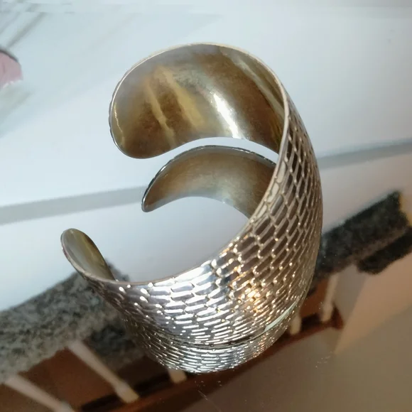 Cuff Silver and Gold Textured Bracelet - Picture 1 of 7